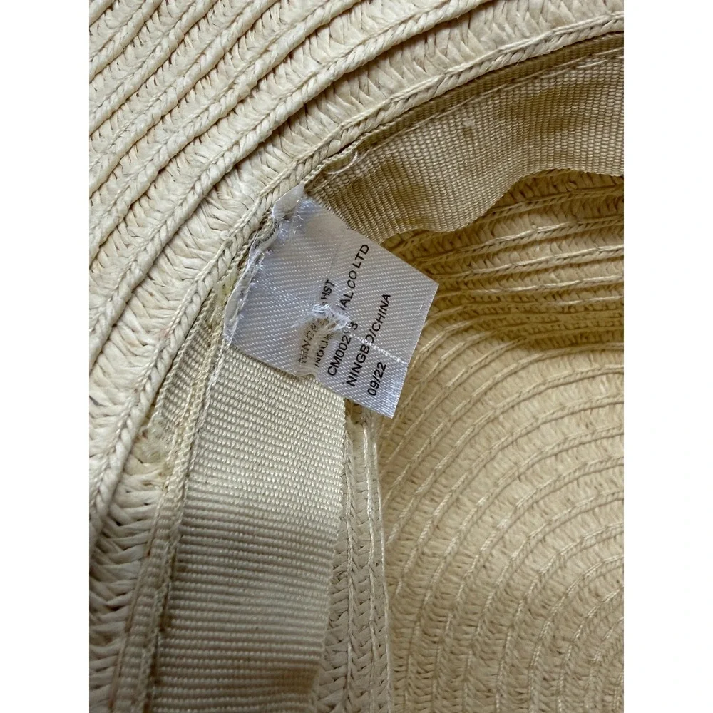Tommy Bahama Kids Tan Straw Sun Hat Fedora Striped Pom Pom NWT New